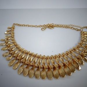 ARNOLD SCAASI Vintage 80s 90s Gold Necklace Collar Bib Fringe Bold Vibrant Vivid